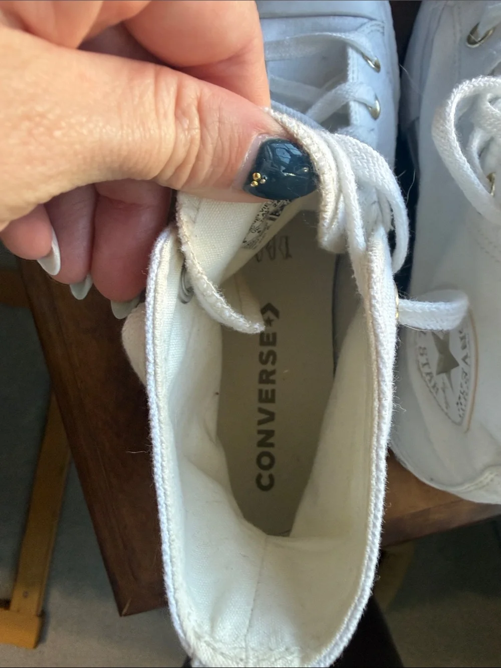 Converse White High-Top Canvas Sneakers with Gold Eyelets